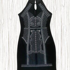 Stunning Black Rhinestone Halter Dress – Perfect for Party Nights. Size M